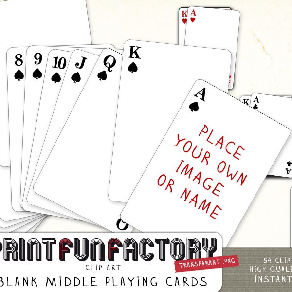 Playing cards blank middle - digital file - customize it yourself with your own photo or text! - digital clip art INSTANT DOWNLOAD