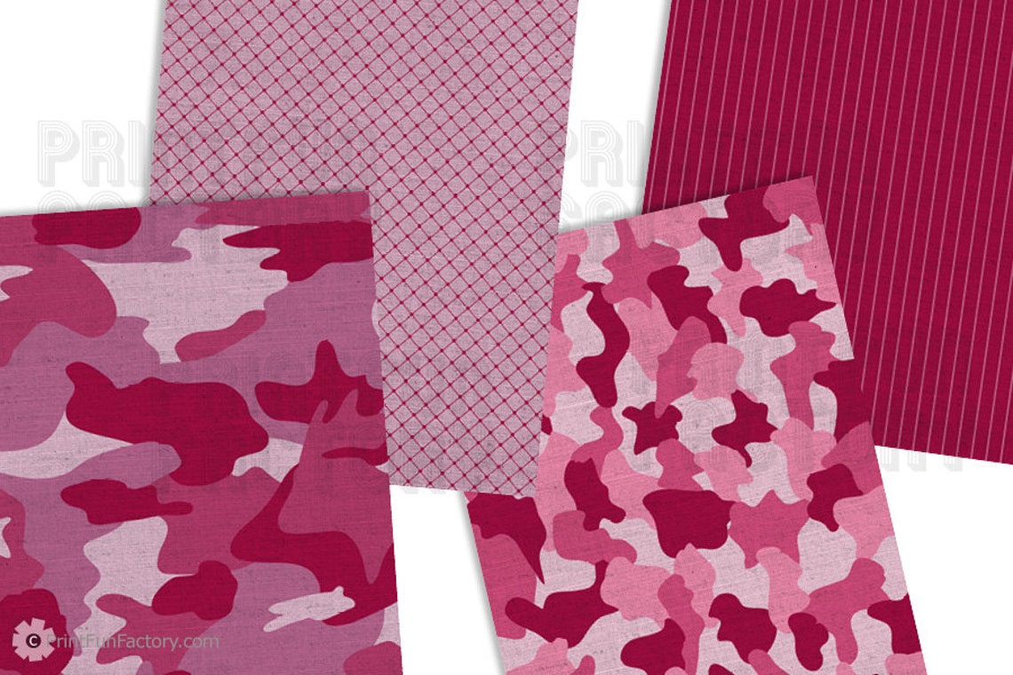 Camo Digital Paper - Pink Military Army Camouflage Pattern Fabric - 12 ...