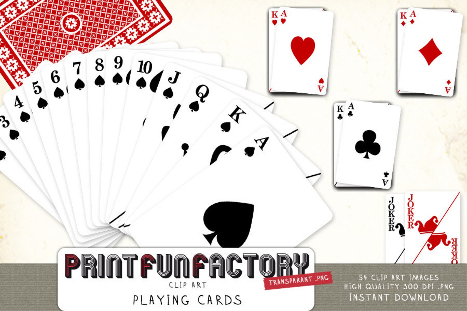 Playing Cards Clip Art INSTANT DOWNLOAD - Etsy