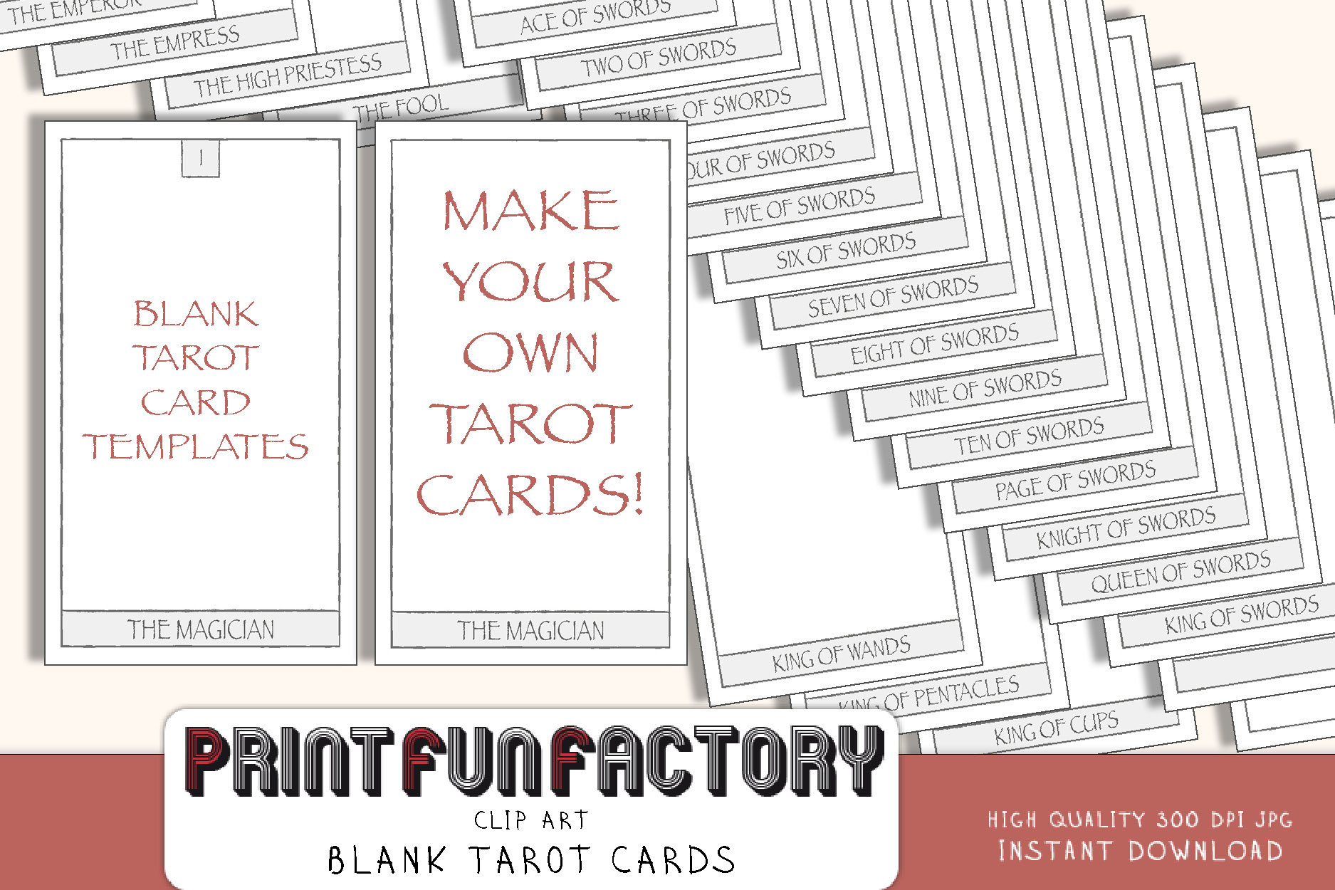 Tarot cards blank middle - digital file - customize it yourself with your  own design - digital clip art INSTANT DOWNLOAD