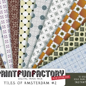 Dutch digital paper - tiles of Amsterdam scrapbook backgrounds part 2 - 12 digital papers (#120) INSTANT DOWNLOAD