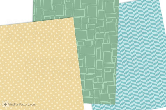 Fifties Digital Paper - Retro 50s Patterns - 12 Digital