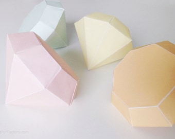 Paper diamonds paper craft  - Pastel D.I.Y. 3D folding paper diamonds 2 sizes (PC004) INSTANT DOWNLOAD