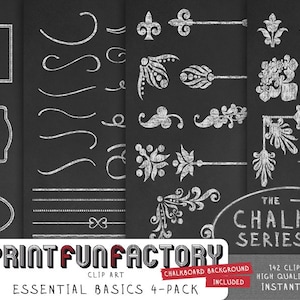 Clipart de giz - Pacote de descontos Essential Basics - molduras de giz digital enfeites de giz enfeites de quadro digital DOWNLOAD INSTANTÂNEO