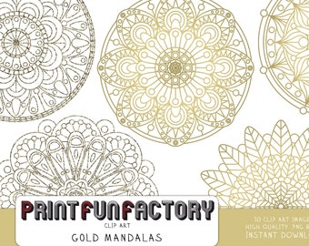 Mandala digital clip art - gold & glitter mandalas - INSTANT DOWNLOAD