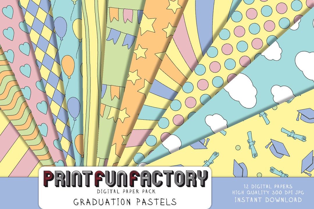 Graduation Digital Paper - Pastel Graduation School Party - 12 Digital ...