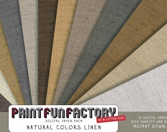 Linen digital paper - nature colors linen fabric background - 12 digital papers (#028) INSTANT DOWNLOAD