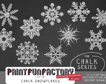 Chalk snowflakes clip art INSTANT DOWNLOAD