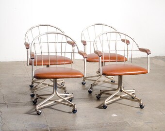 Leather & Metal Swivel Chairs (SOLD SEPARATELY)
