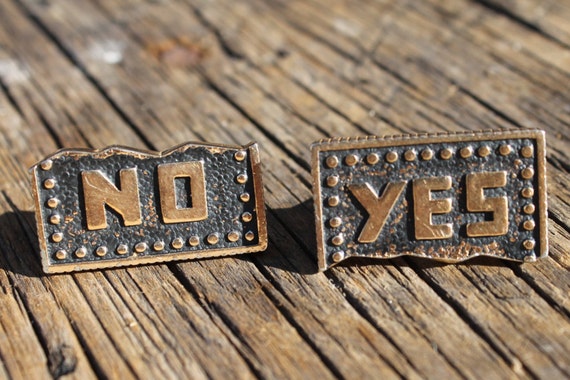 Vintage Swank Yes No Cuff Links, Swank Cuff Links,