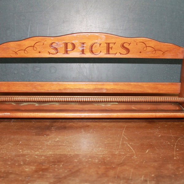 Vintage Wooden Spice Rack Single Shelf Wood Spice Rack Spices Across Back Herb Rack