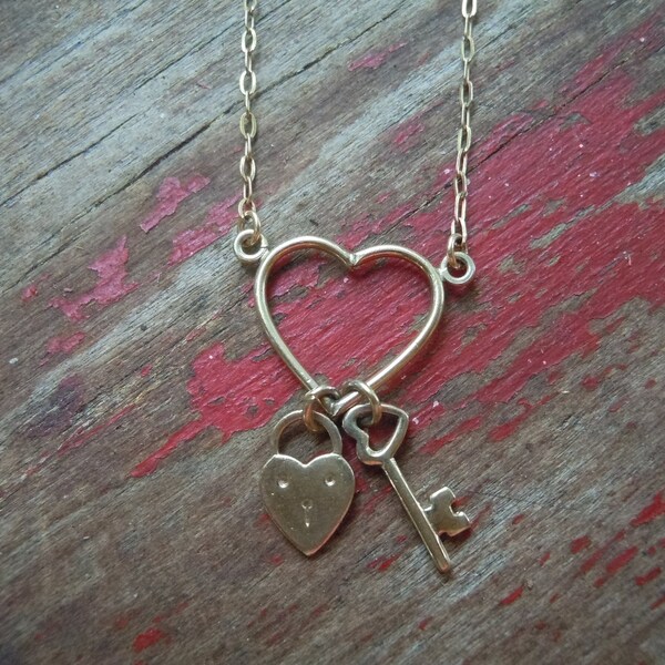 Heart Key Necklace Etsy
