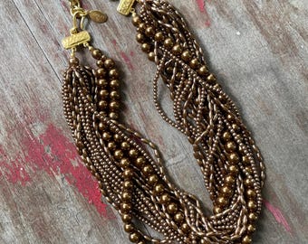Carolee Pearl Multi Strand Necklace Vintage Chocolate Pearls