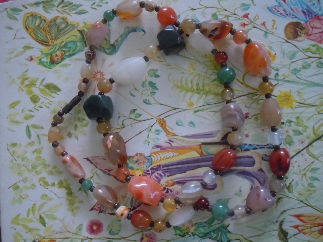 Greta Long Stone Beaded Necklace