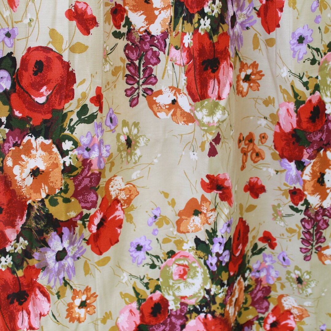 Pleated Floral Drapery Panels Fashion Manor JC Penney Red Pink Etsy