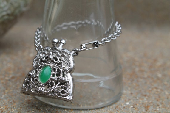 Sterling Silver Oxidized Rolo Link Chain Purse - Heel Heart Lock Charm  Bracelet | eBay