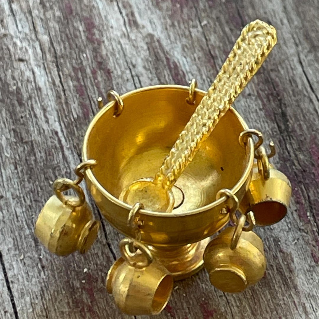 Miniature Punch Bowl Brass Doll House Punch Bowl Cups Ladle - Etsy