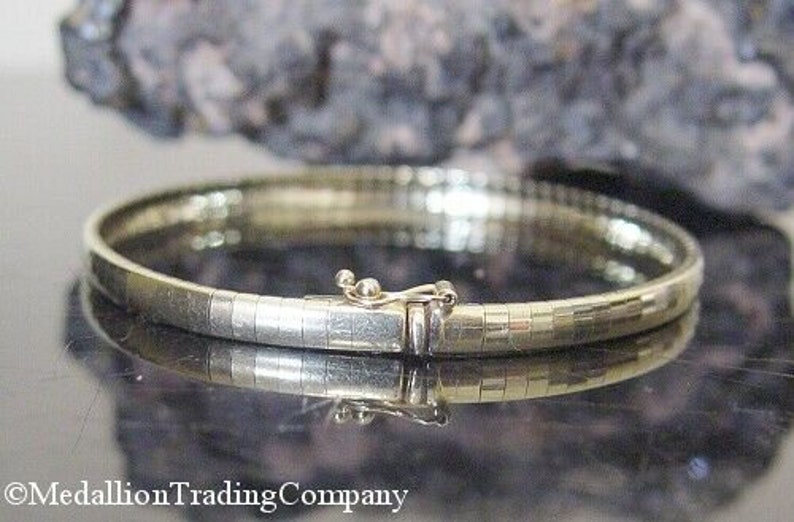 Classic 14k Solid Yellow Gold 4 Mm Domed Omega Bangle Bracelet Etsy