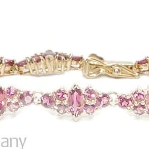 Vintage 14K Gelbgold 5,35 Karat Pink Turmalin Cluster Tennis Armband lOT