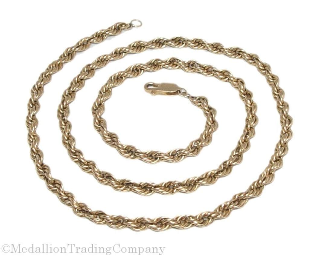 14k Solid Yellow Gold Twisted Rope Chain Necklace 5mm 21.5 Inches 12.5 ...
