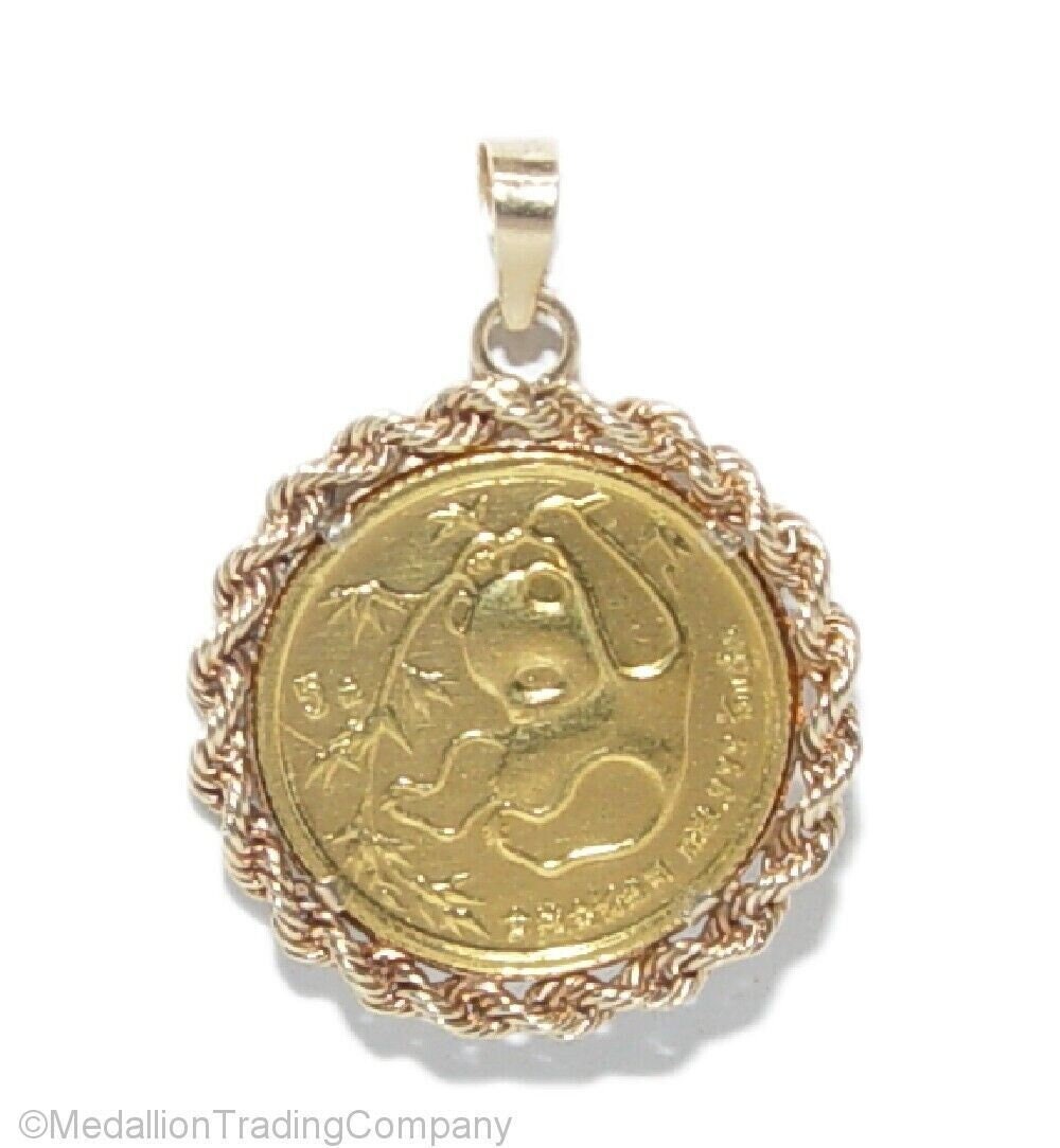 3/4 CT. Diamond Panda Coin Necklace 14k Yellow Gold – Queen of Gemz