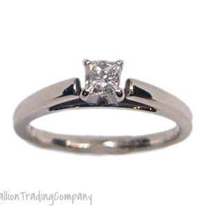 14k Solid White Gold .20 Carat Princess Cathedral &quot;Leo&quot; Diamond Solitaire Engagement Ring