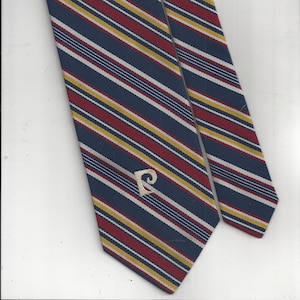 Pierre Cardin vintage designer necktie lined 50 inches x 3-1/2 inches polyester blend blue, red, white and gold