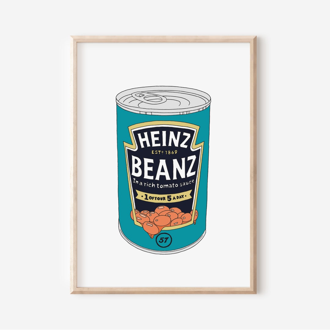 Baked Beans Print, Heinz Baked Beans Illustration, Kitchen Print ...
