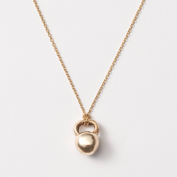 Kettlebell 14k Gold Custom layering necklace by Vivienne K Etsy