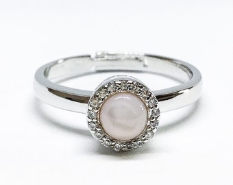 Blest Jewellery- Mother of Pearl Ring -Pink mother of pearl, Cubic Zirconia With 925 Silver