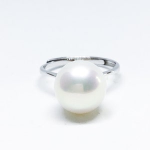 Blest Jewellery Pearl Ring AAA 10-11MM White Color Freshwater Pearl Ring, Cubic Zirconia With 925 Silver image 1