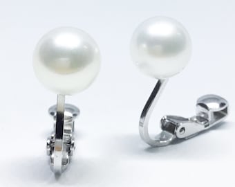 Blest Jewellery- Pearl Earring - AAA 7-8MM White Color Freshwater Pearl Earrings, Cubic Zirconia With 925 Silver