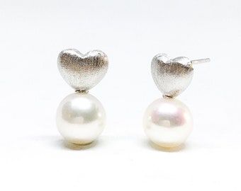 Blest Jewellery- Pearl Earring - AAA7-8MM White Color Freshwater Pearl Earrings, Cubic Zirconia With 925 Silver