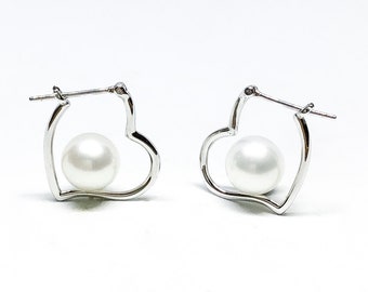 Blest Jewellery- Pearl Earring - AAA8-9MM White Color Freshwater Pearl Earrings, Cubic Zirconia With 925 Silver