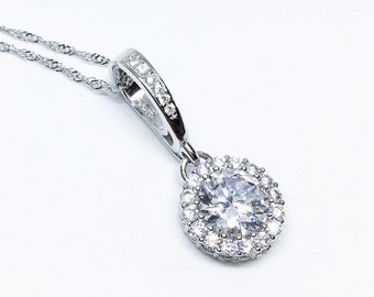 Blest Jewellery- Pendant - Cubic Zirconia With 925 Silver,18 Inches 925 Silver Chain 