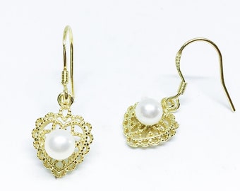 Blest Jewellery- Pearl Earring - AAA5-6MM White Color Freshwater Pearl Earrings, Cubic Zirconia With 925 Silver