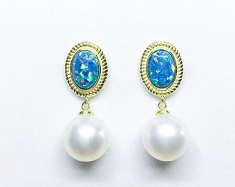 Blest Jewellery- Pearl Earring - AAA8-9MM White Color Freshwater Pearl Earrings, Cubic Zirconia With 925 Silver