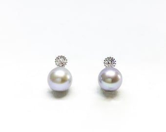 Blest Jewellery- Pearl Earring - AAA6-7MM White Color Freshwater Pearl Earrings, Cubic Zirconia With 925 Silver