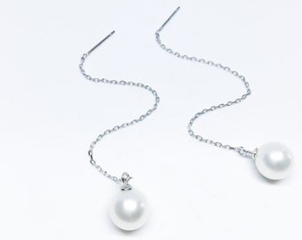 Blest Jewellery-Pearl Earrings - AAA8-9MM White Color Freshwater Round Pearl Earrings - Bridal Pearl Jewelry