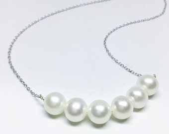 Blest Jewellery- Pearl Pendant - AAA7-8 MMWhite Color Freshwater Pearl Pendant With 925 Silver,18 Inches 925 Silver Chain 