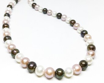 Blest Jewellery-Pearl Necklace - AAA 7.5-8MM 17-18 Inches White Color Freshwater Pearl Necklace  - Bridal Pearl Jewelry