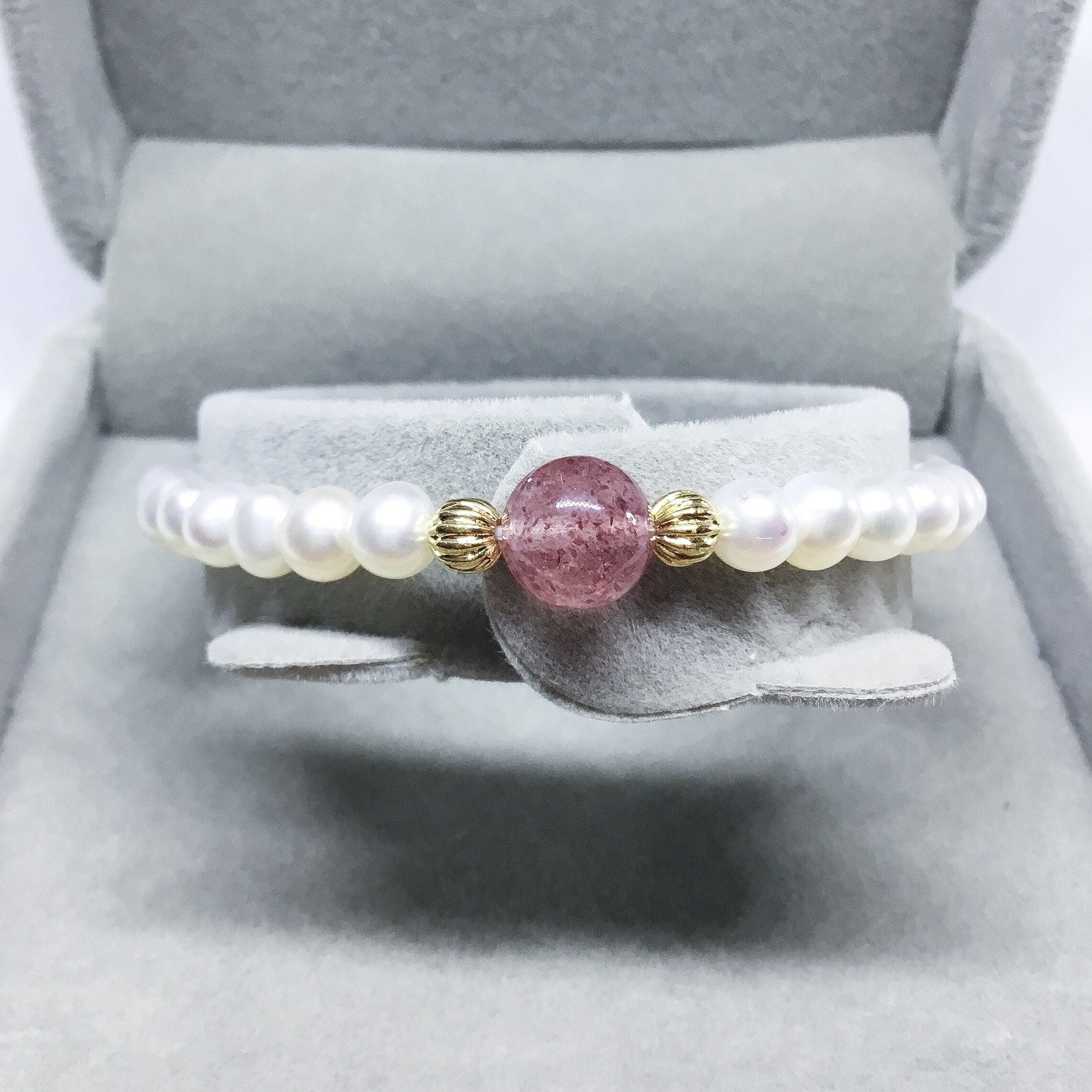 Pulsera de perlas de agua dulce de cuarzo rosa - España