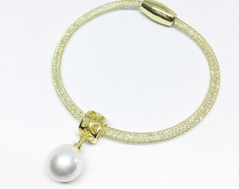 Blest Jewellery-Pearl Bracelet - AAA10-11MM White Color Freshwater Pearl Bracelet - Bridal Pearl Jewelry