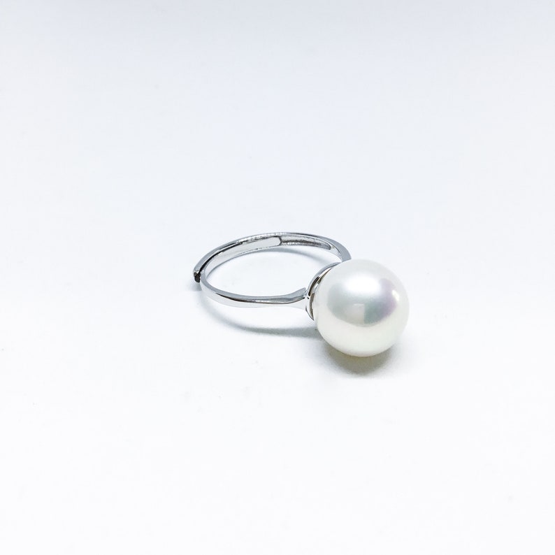 Blest Jewellery Pearl Ring AAA 10-11MM White Color Freshwater Pearl Ring, Cubic Zirconia With 925 Silver image 5