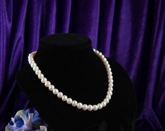 Blest Jewellery-Pearl Necklace - AAA 7.5-8MM 17-18 Inches White Color Freshwater Pearl Necklace  - Bridal Pearl Jewelry