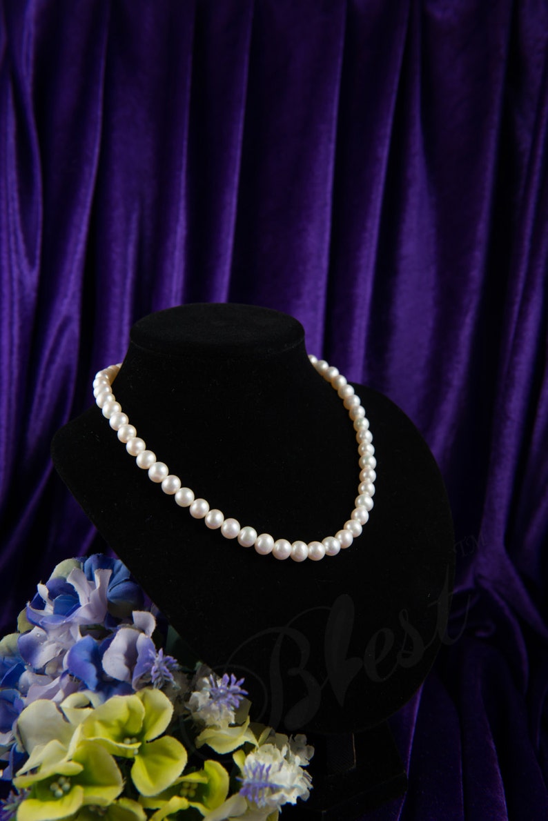 Blest Jewellery-Pearl Necklace AAA 7.5-8MM 17-18 Inches White Color Freshwater Pearl Necklace Bridal Pearl Jewelry image 1