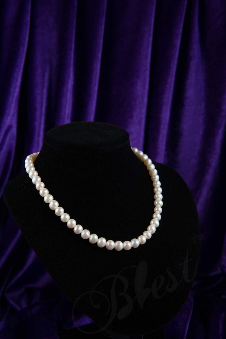 Blest Jewellery-Pearl Necklace AAA 7.5-8MM 17-18 Inches White Color Freshwater Pearl Necklace Bridal Pearl Jewelry image 3