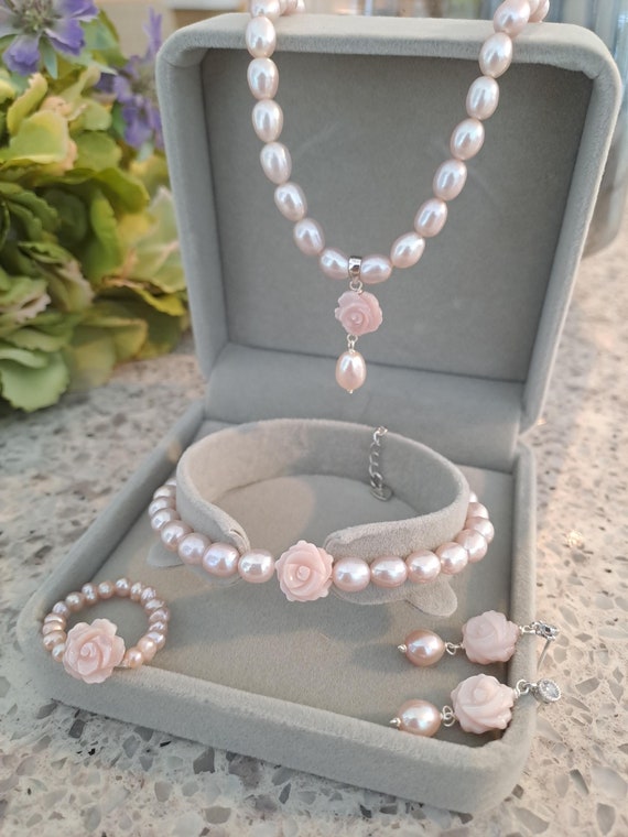 Mother of pearl necklace and earrings sale