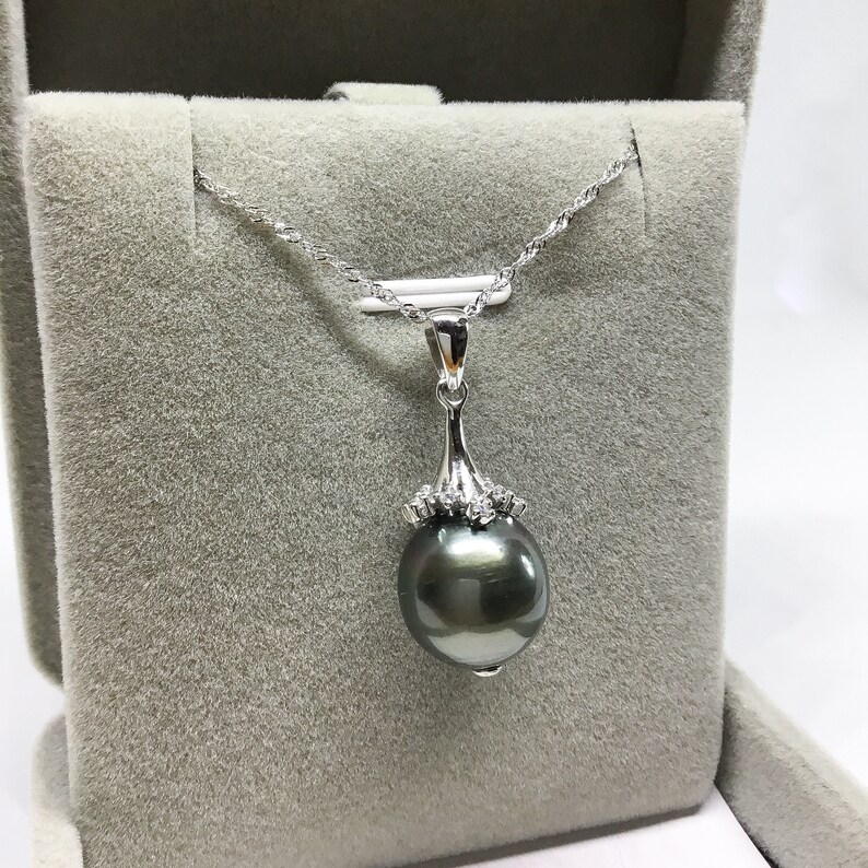 Blest Jewellery Pearl Pendant AAA11 MMWhite Color Freshwater Pearl Pendant , Cubic Zirconia With 925 Silver,18 Inches 925 Silver Chain image 8