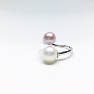 Blest Jewellery Pearl Ring AAA6-8MM Pink&White Color Freshwater Pearl Ring, Cubic Zirconia With 925 Silver image 5